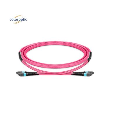 1m Multi Fiber Push On MPO Patch Cord With PVC Jacket Aqua Color