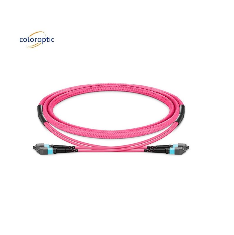 1m Multi Fiber Push On MPO Patch Cord With PVC Jacket Aqua Color